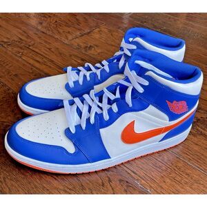 Nike Air Jordan 1 Mid Royal Blue‎ Orange Knicks "Wheaties" FD1029-400 Size 18